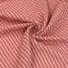 Tumbled Linen Flax - Coral Pink + Brown Stripe