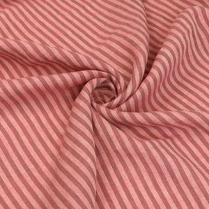 Tumbled Linen Flax - Coral Pink + Brown Stripe