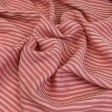 Tumbled Linen Flax - Coral Pink + Brown Stripe