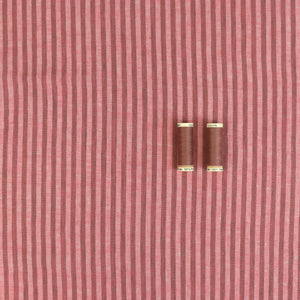 Tumbled Linen Flax - Coral Pink + Brown Stripe