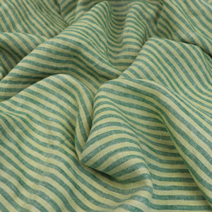 Tumbled Linen Flax - Green Stripe
