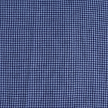 Tumbled Linen Flax - Navy Gingham Check