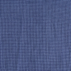 Tumbled Linen Flax - Navy Gingham Check