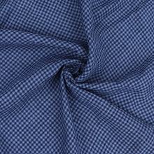 Tumbled Linen Flax - Navy Gingham Check