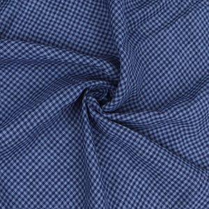 Tumbled Linen Flax - Navy Gingham Check