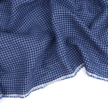 Tumbled Linen Flax - Navy Gingham Check