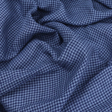 Tumbled Linen Flax - Navy Gingham Check