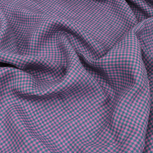 Tumbled Linen Flax - Pink + Teal Gingham Check