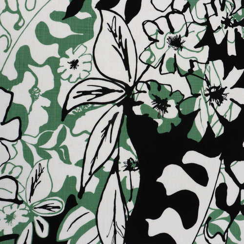 Linen Viscose - Abstract Tropics - Green
