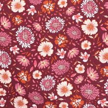 Linen Viscose - Chrysanthemum - Berry Red