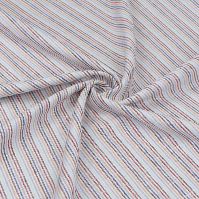 Linen Viscose - Pinstripes - Brown + Blue