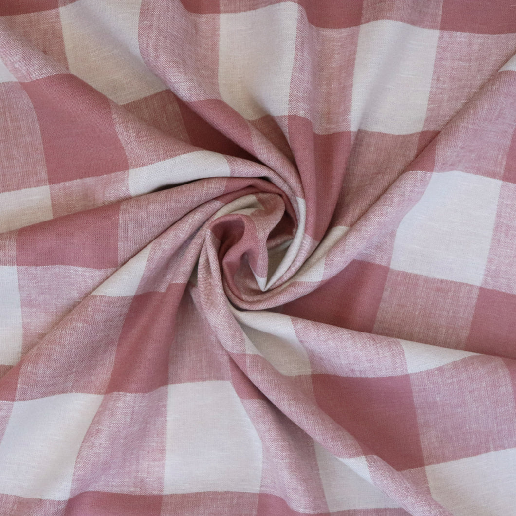 Linen Viscose - Buffalo Check - Rose Pink - SALE