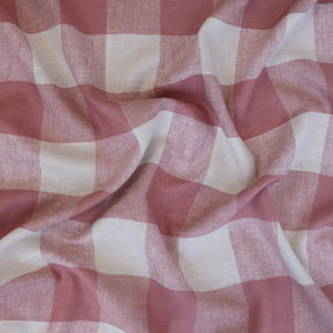 Linen Viscose - Buffalo Check - Rose Pink - SALE