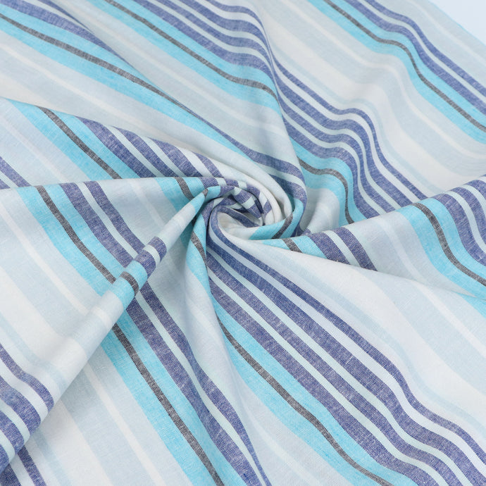 Linen Viscose - Stripes - Blue