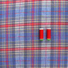 Linen Viscose - Yarn Dyed Check - Blue + Red - SALE