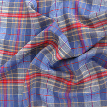 Linen Viscose - Yarn Dyed Check - Blue + Red - SALE