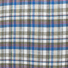 Linen Viscose - Yarn Dyed Check - Khaki, Blue + Purple - SALE