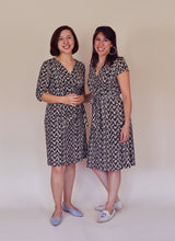 Deadstock Viscose Jersey - Peach + Chocolate Zigzag