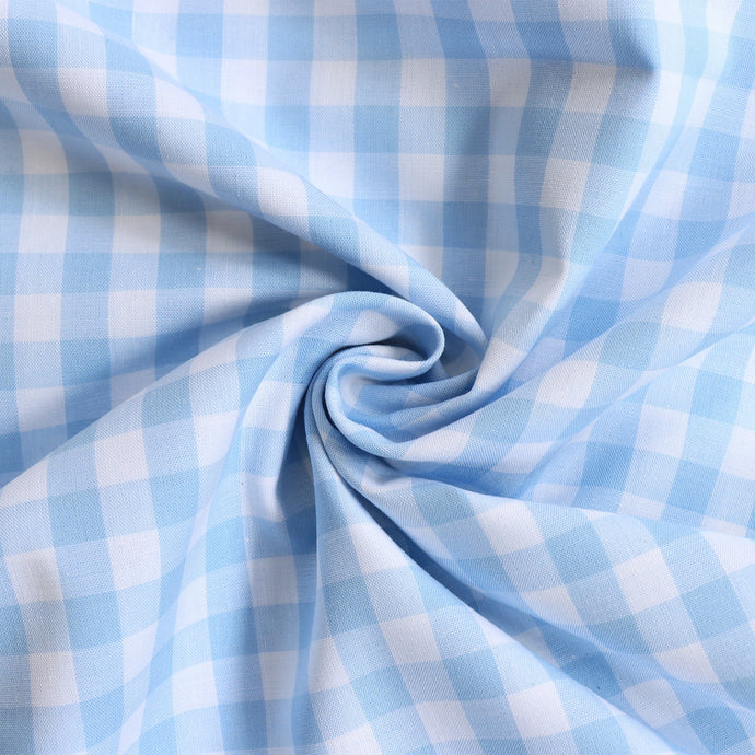 Gingham Yarn Dyed Cotton - Pale Blue - END OF BOLT 85cm