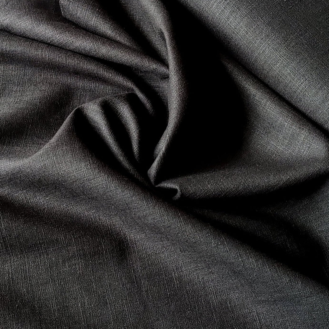 Washed Linen Ramie Cotton - Black - END OF BOLT 109cm