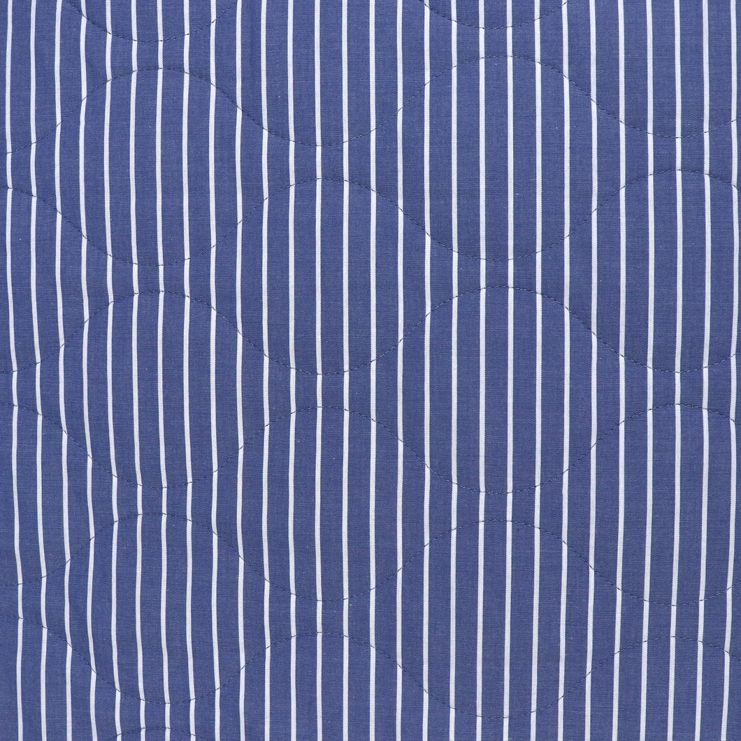 Quilted Chambray Coating - Yarn Dyed Blue + White Stripe - END OF BOLT 95cm