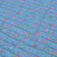Quilted Double Sided Fabric - Summer Flowers - Blue + Green