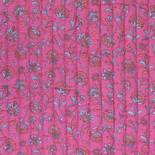 Quilted Double Sided Fabric - Summer Flowers - Pink + Blue