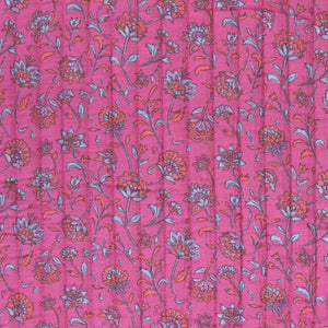 Quilted Double Sided Fabric - Summer Flowers - Pink + Blue