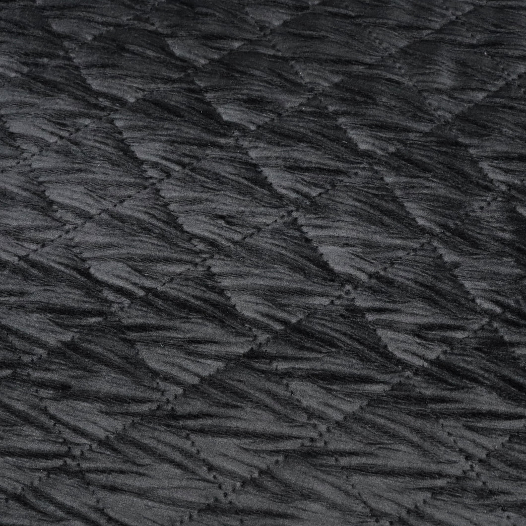 Quilted Velvet Coating - Diamond Black - END OF BOLT 177cm