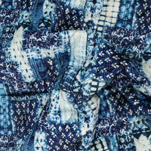 Quilted Velvet Coating - Indigo Patchwork