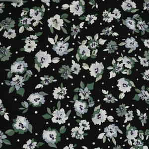 Quilted Viscose Coating - Floral Dots Green - END OF BOLT 116cm