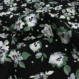 Quilted Viscose Coating - Floral Dots Green