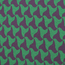 Recycled Cotton Blend Jacquard Knit - Abstract Waves - Green + Purple