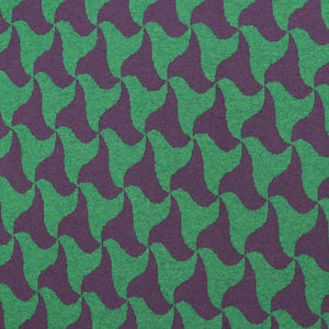 Recycled Cotton Blend Jacquard Knit - Abstract Waves - Green + Purple