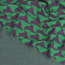 Recycled Cotton Blend Jacquard Knit - Abstract Waves - Green + Purple