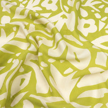 Sandwashed Viscose Lawn - Geometric Leaves - Lime Green