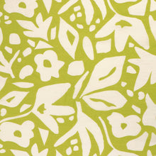 Sandwashed Viscose Lawn - Geometric Leaves - Lime Green