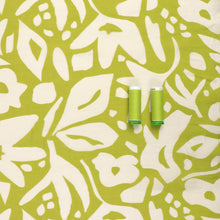 Sandwashed Viscose Lawn - Geometric Leaves - Lime Green