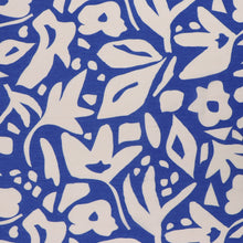 Sandwashed Viscose Lawn - Geometric Leaves - Royal Blue