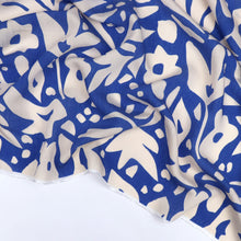 Sandwashed Viscose Lawn - Geometric Leaves - Royal Blue