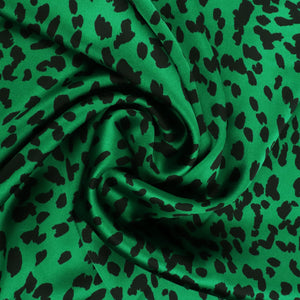 Satin - Leopard Emerald Green - END OF BOLT 98cm