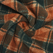 Teddy Fleece Coating  - Teal + Chestnut Check