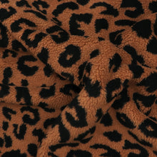 Teddy Fleece Coating  - Leopard Brown + Black - END OF BOLT 46cm