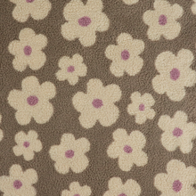 Teddy Sherpa Fleece Coating  - Flower Power - Taupe + Rose Pink