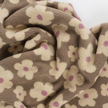 Teddy Sherpa Fleece Coating  - Flower Power - Taupe + Rose Pink