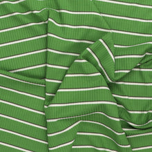 Viscose Blend Ribbed Jersey - Yarn Dyed Stripe - Green