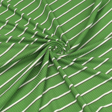 Viscose Blend Ribbed Jersey - Yarn Dyed Stripe - Green