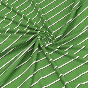 Viscose Blend Ribbed Jersey - Yarn Dyed Stripe - Green