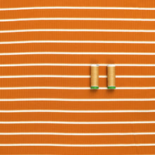 Viscose Blend Ribbed Jersey - Yarn Dyed Stripe - Orange