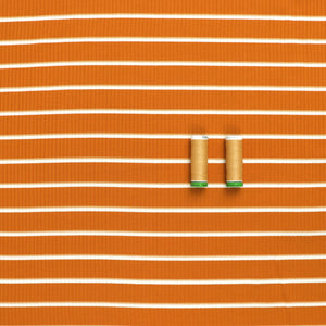 Viscose Blend Ribbed Jersey - Yarn Dyed Stripe - Orange